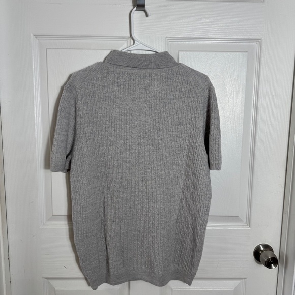 Christian Lacroix Gray Merino Wool Polo Sweater LG Knit Short Sleeve Designer - Picture 2 of 7
